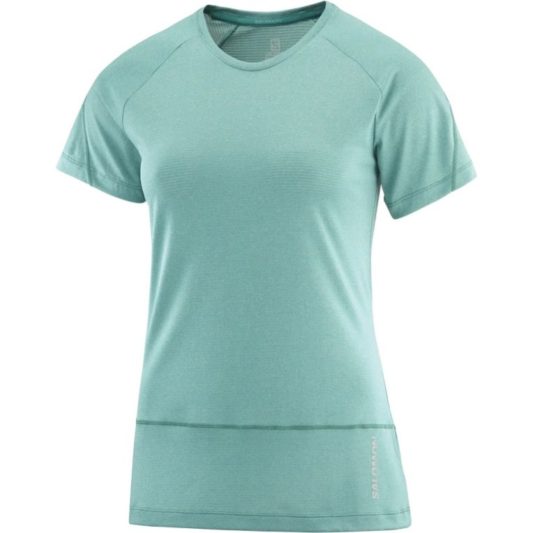 Camiseta Salomon Cross Run Curta Sleeve Feminino Turquesa | PT T91650